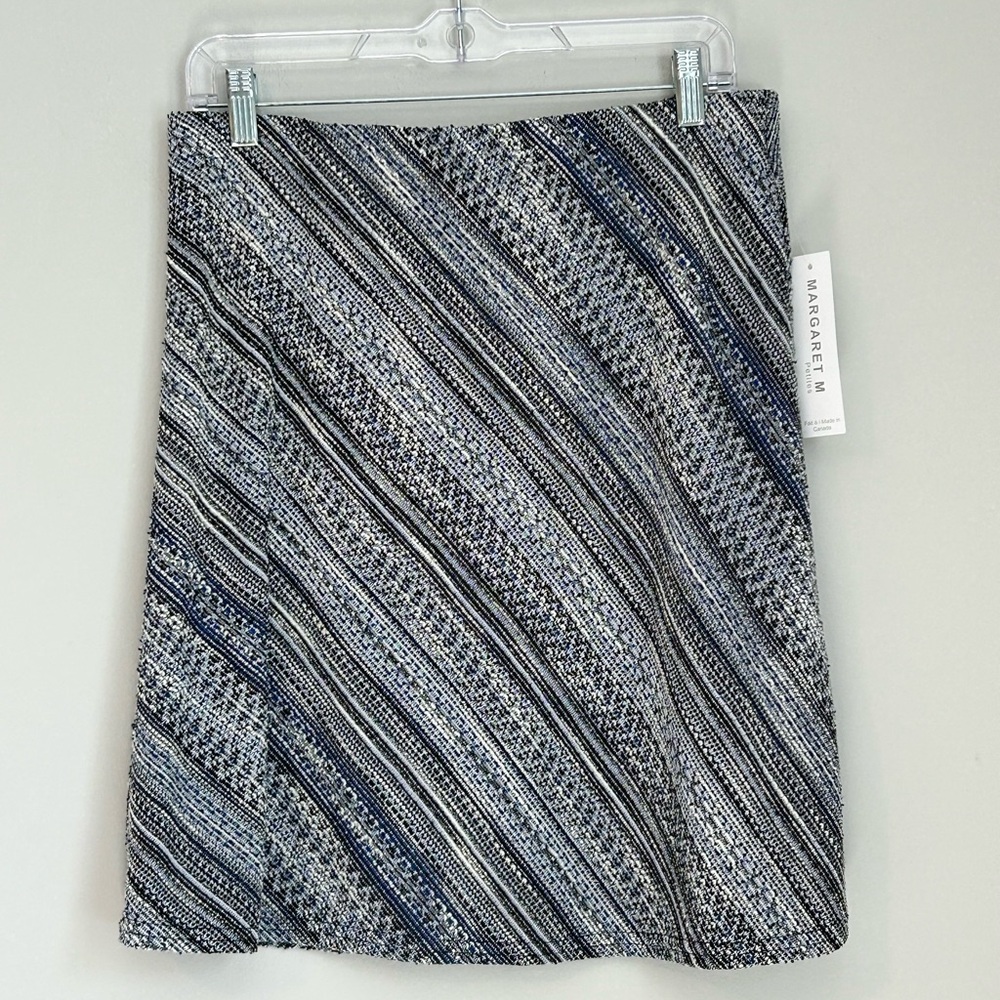 NWT Margaret M Christabel Marled Flare Skirt – Blue Multi – Size L Petite